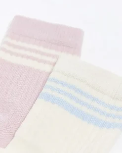 River Island Mini girls pink varsity socks 2 pack White Best