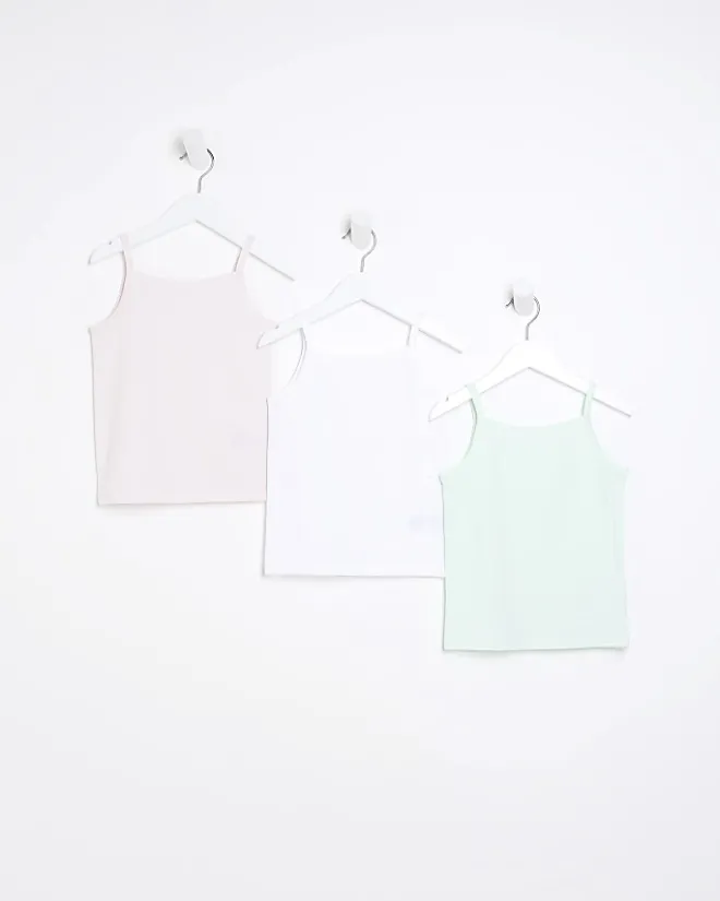 River Island Mini girls vests 3 pack Pink Hot