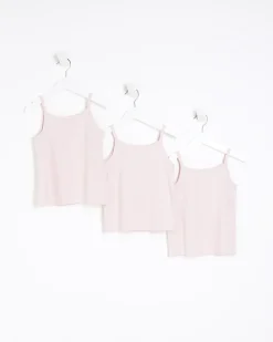 River Island Mini girls vests 3 pack Pink Online