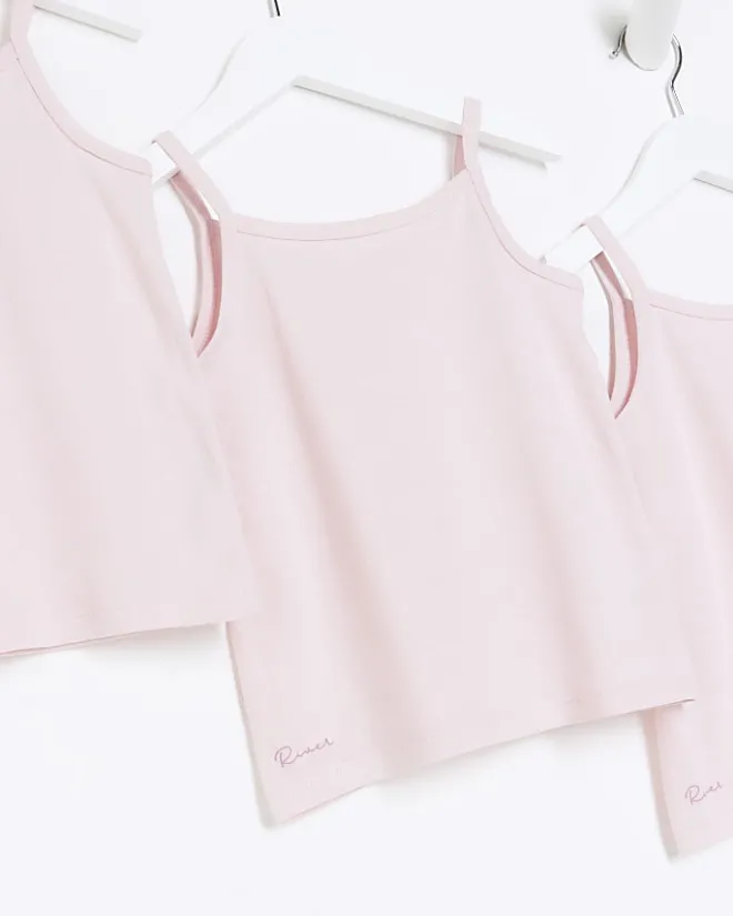 River Island Mini girls vests 3 pack Pink Online