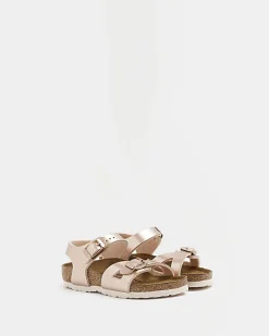 River Island Mini girls Rose Gold Birkenstock sandals Yellow Fashion