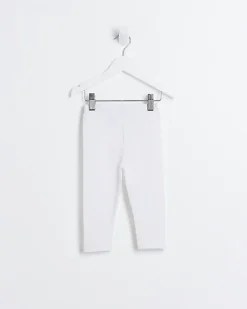 River Island Mini Girls Check Bow Hem Leggings White Discount