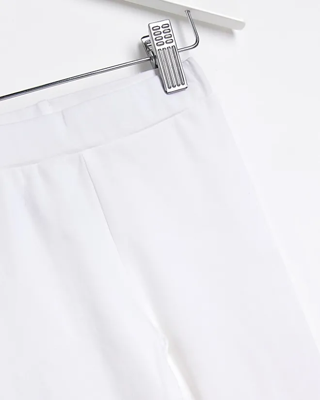 River Island Mini Girls Check Bow Hem Leggings White Discount