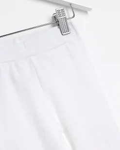 River Island Mini Girls Check Bow Hem Leggings White Discount