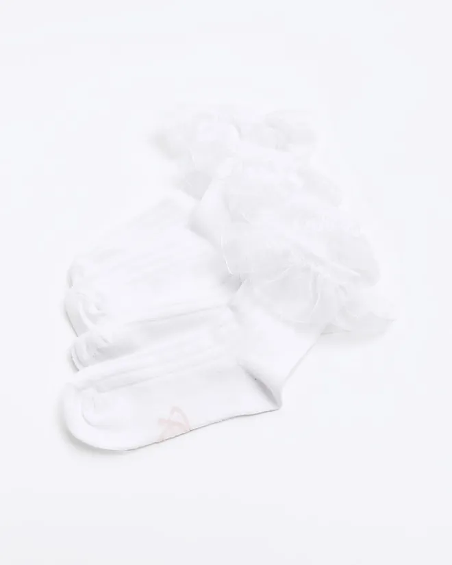 River Island Mini girls frill socks 2 pack White Fashion
