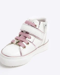 River Island Mini girls graffiti high top trainers White Outlet