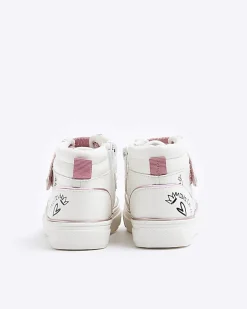 River Island Mini girls graffiti high top trainers White Outlet