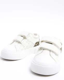 River Island Mini girls leopard print trainers White Best