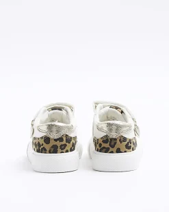 River Island Mini girls leopard print trainers White Best