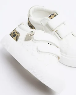 River Island Mini girls leopard print trainers White Best