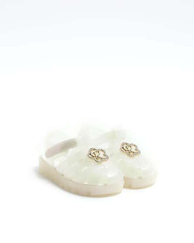 River Island Mini girls pearl flower jelly sandals White Discount