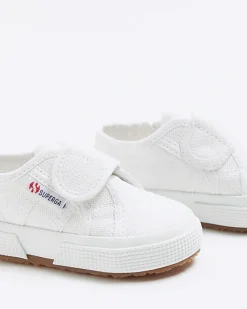 River Island Mini girls Superga velcro trainers White Online