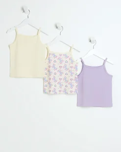 River Island Mini girls unicorn vest 3 pack Yellow Outlet