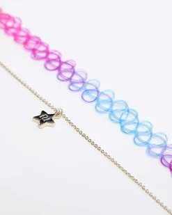 River Island Multi Coloured choker star necklace Pink Discount