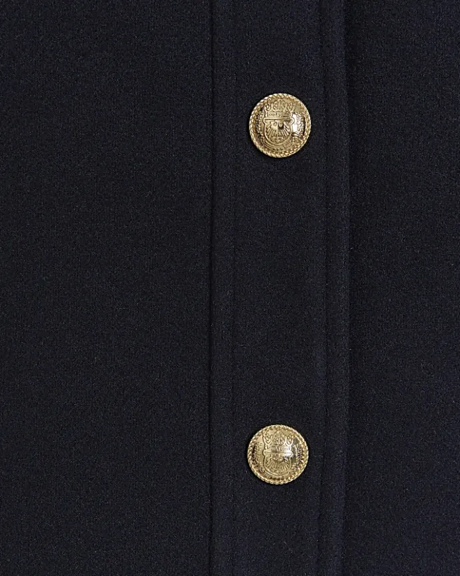 River Island Navy button detail crop jacket Blue Best