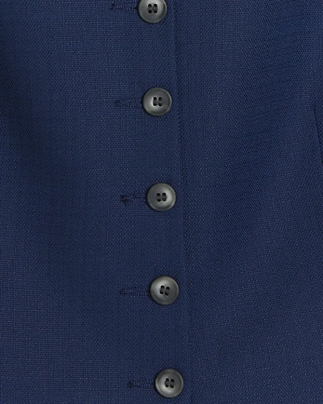 River Island Navy button front waistcoat Blue Discount