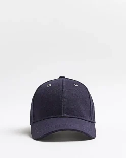 River Island canvas embroidered cap Navy Hot