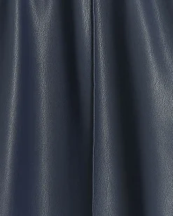 River Island Navy faux leather wide leg trousers Blue Online