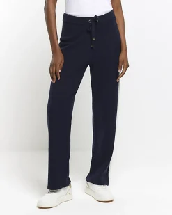 River Island Navy Knit Straight Fit Joggers Blue Discount
