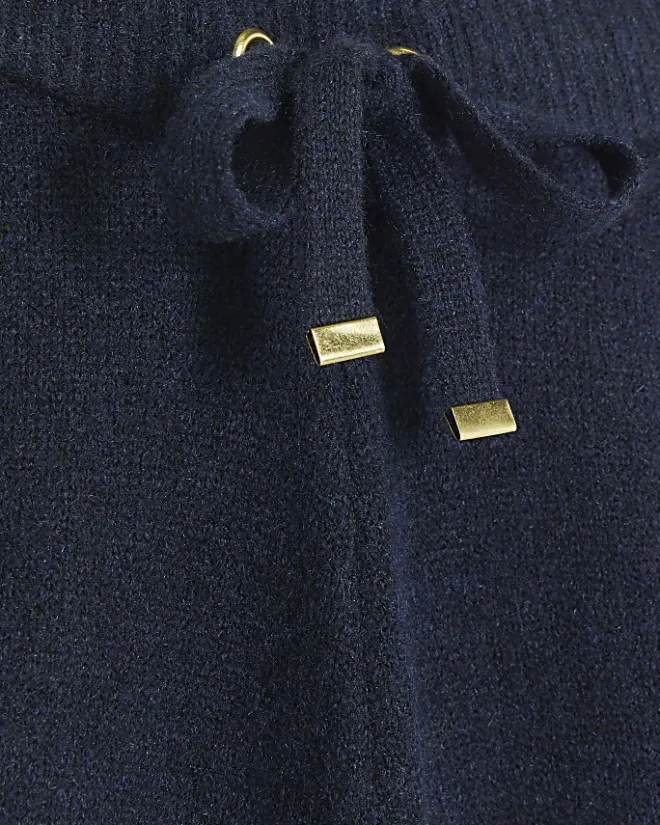 River Island Navy Knit Straight Fit Joggers Blue Discount