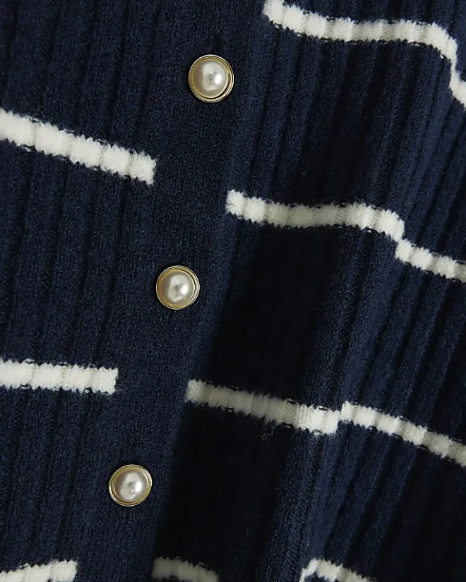 River Island Navy knit stripe bodycon midi dress set Blue Outlet