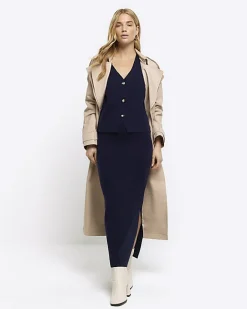 River Island Navy knit waistcoat Blue Fashion