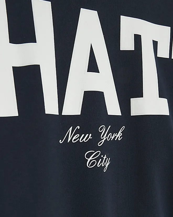 River Island Navy Manhattan graphic sweatshirt Blue Hot