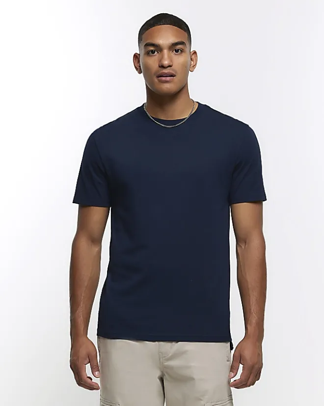 River Island multipack of 5 slim fit t-shirts Navy Sale