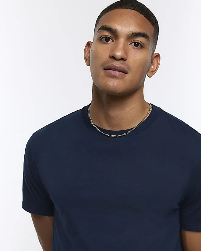 River Island multipack of 5 slim fit t-shirts Navy Sale