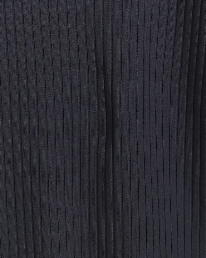 River Island muscle fit rib open collar polo Navy New