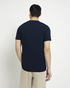 River Island muscle fit T-shirt Navy Fashion