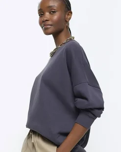 River Island Navy oversized sweatshirt Blue Best