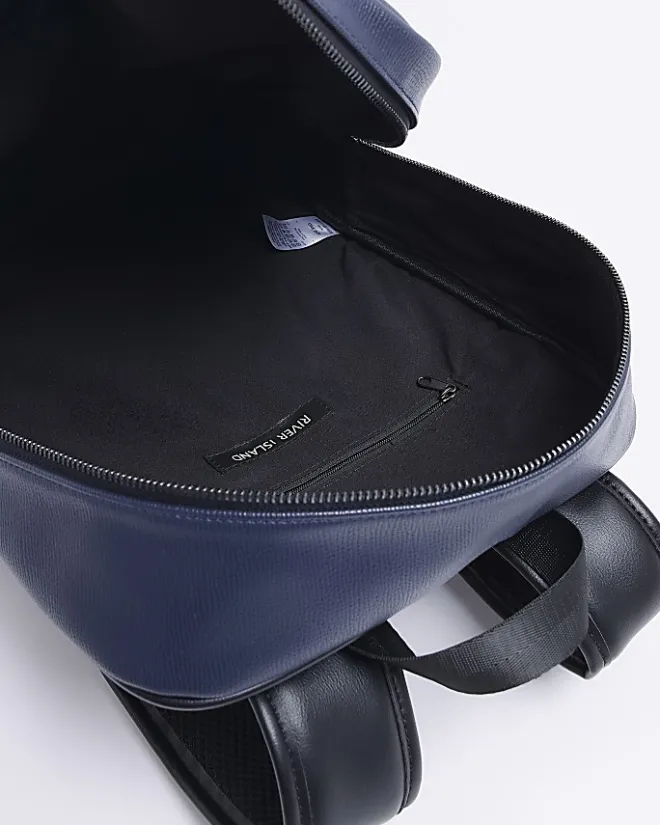 River Island pebbled rucksack Navy Sale