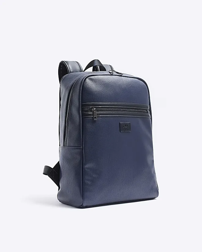 River Island pebbled rucksack Navy Sale