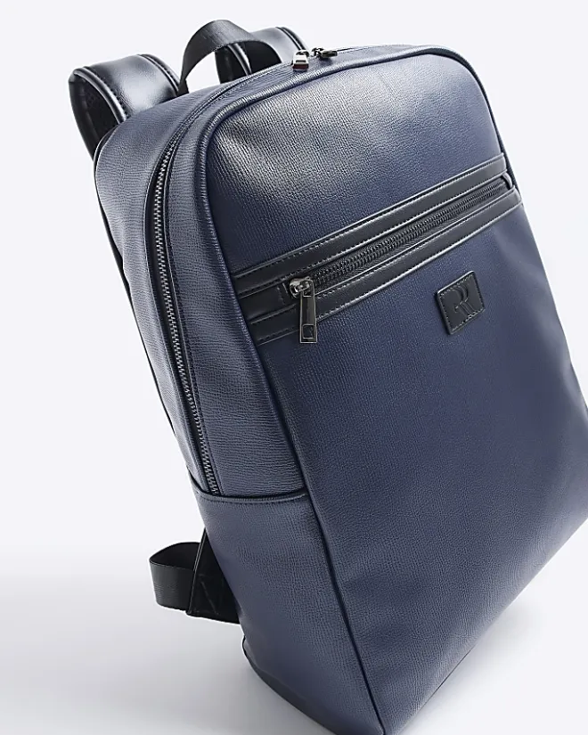 River Island pebbled rucksack Navy Sale