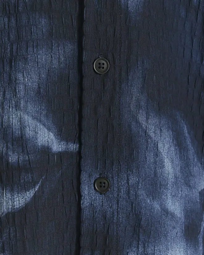 River Island regular fit abstract shirt Navy Outlet
