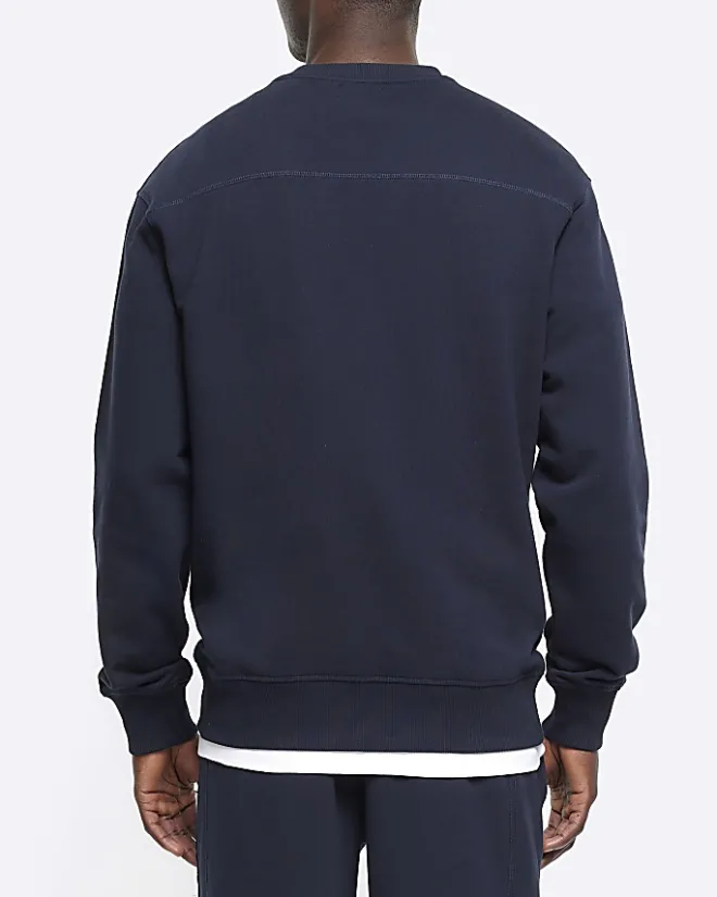 River Island regular fit gothic graphic sweatshirt Navy Online
