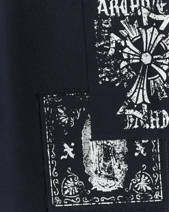 River Island regular fit gothic graphic sweatpants Navy Outlet
