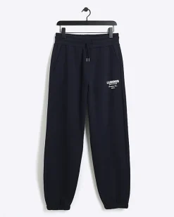 River Island Regular Fit Graphic tracksuit Joggers Navy Sale