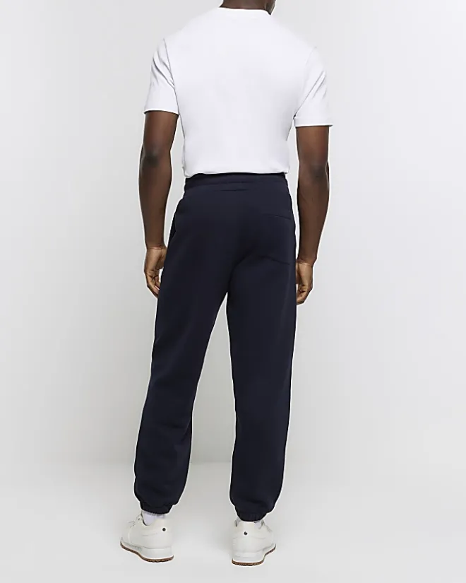River Island Regular Fit Graphic tracksuit Joggers Navy Sale