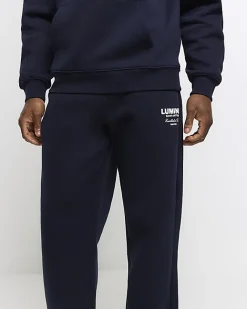 River Island Regular Fit Graphic tracksuit Joggers Navy Sale