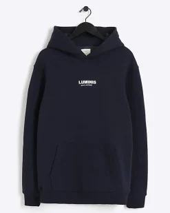 River Island Regular Fit Graphic tracksuit Hoodie Navy Outlet