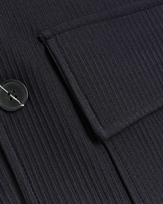 River Island regular fit plisse harrington jacket Navy Hot