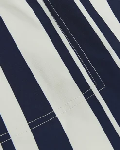 River Island regular fit stripe swim shorts Navy Clearance