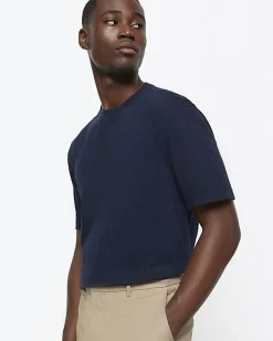 River Island regular fit t-shirt Navy Discount