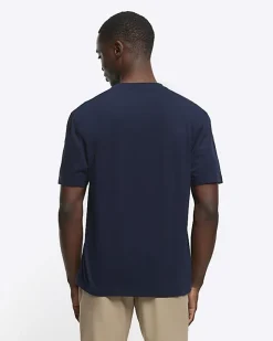 River Island regular fit t-shirt Navy Discount