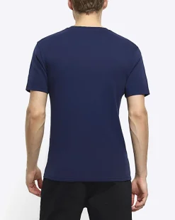 River Island RI Studio muscle fit t-shirt Navy Fashion