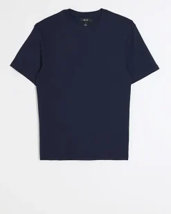 River Island RI Studio muscle fit t-shirt Navy Fashion