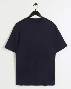 River Island RI studio slim fit t-shirt Navy Discount