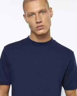 River Island RI studio slim fit t-shirt Navy Discount
